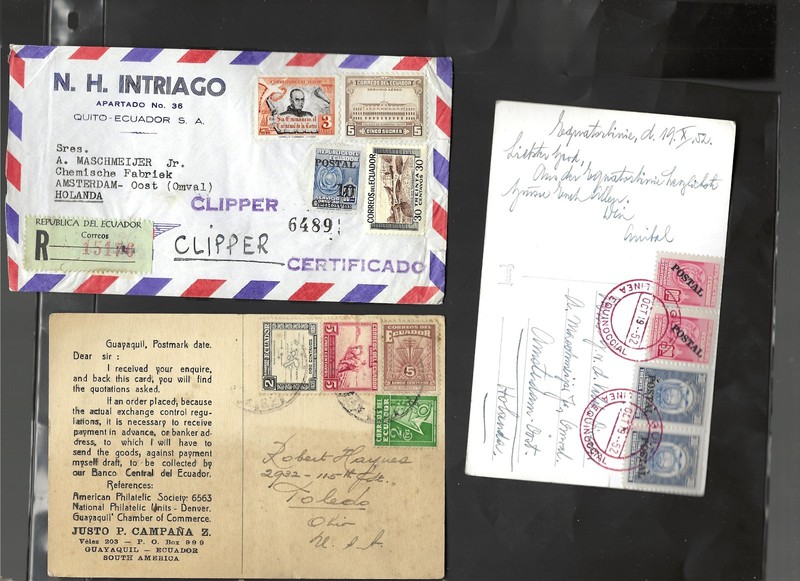 ECUADOR-COVERS-CARD-OLDER-MIXED PERIODS-CANCELS!!-FRANKING!!-AV-F-#3