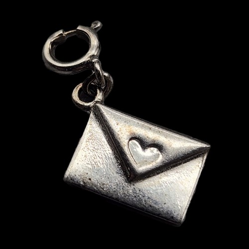Vtg Sterling Love Letter Charm Heart Envelope Sweetheart Silver 925 for Bracelet - Picture 4 of 8