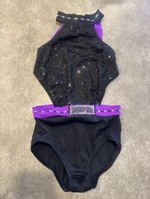 Weissman Black Purple Dance costume Leotard Size MC or LC