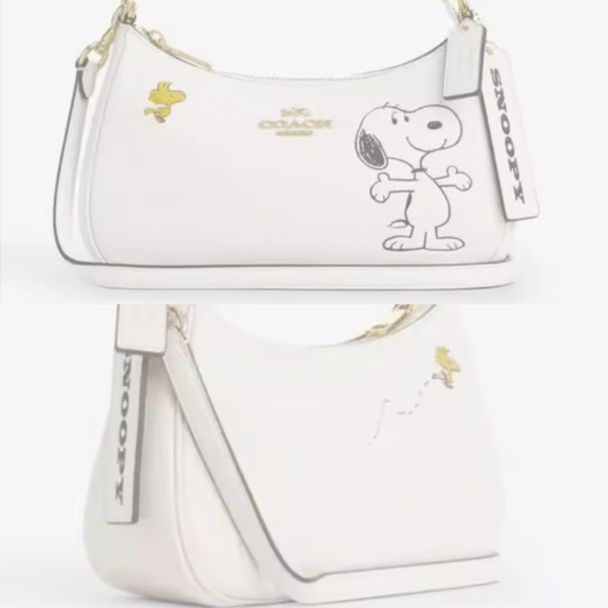 COACH CBJ76 Teri Shoulder Bag Refined Pebble Leather Snoopy Chalk