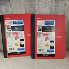 Lot Of 2 Mead Five Star Composition Notebook College Ruled 100 Sheets Each Red