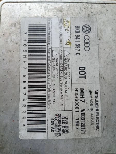 Driver Headlight Xenon HID Self Adjusting Opt 8Q3 Fits 09-12 AUDI Q5 223619 - Image 3 of 4