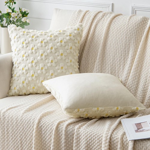 Spring Summer Decorative Throw Pillow Covers 20x20 Inch Set of 2 Soft Plush F... - Picture 2 of 6
