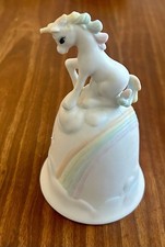 Vintage Ceramic/Porcelain Rainbow Unicorn Bell, 1983 Enesco Imports Taiwan