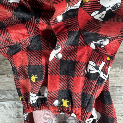 Peanuts Snoopy Woodstock Dog Pajamas Clothes Berkshire Pet Small Plaid Red Black - Picture 5 of 5
