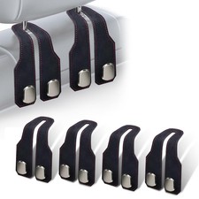 4Pcs Car Headrest Hooks with Premium Leather, Upgraded Double Metal Hooks wit.