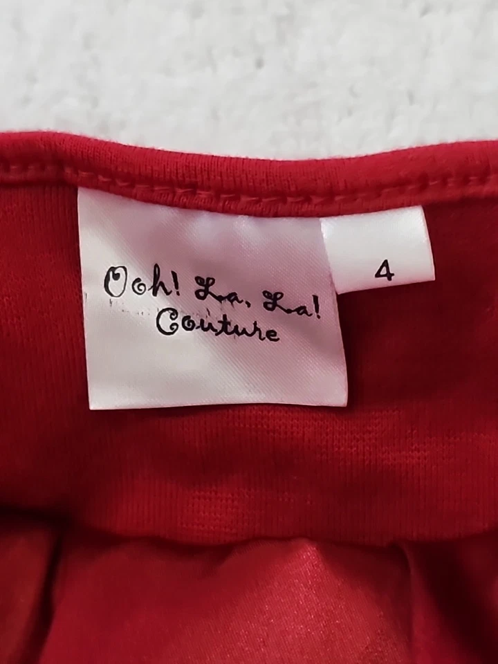 Ooh La La Couture Girls Red Black Striped Party Dress Size 4 Preowned - Image 4 of 4