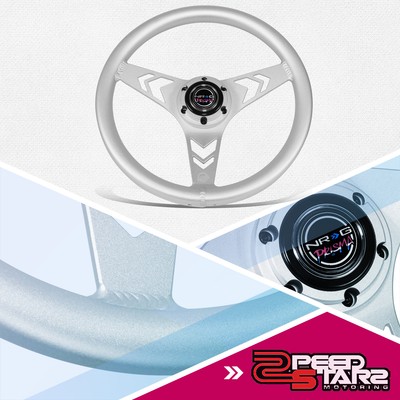 NRG Prisma Lab 330mm 1'' Deep Silver Aluminum Racing Steering Wheel w/Arow Cutout