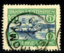 Danish West Indies 1905 DWI 1 Franc Green & Blue Scott #37 VFU R158