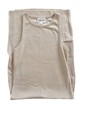 Olive + Oak Beige Ribbed Tank Midi Dress 45” Sleeveless Bodycon Casual M