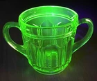 Vintage Uranium Glass Anchor Hocking Open Sugar Bowl Made in USA 1930's