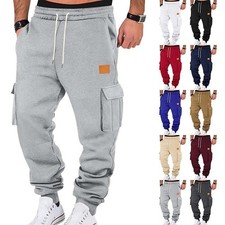 Mens Casual Workout Joggers Pants Tracksuit Bottoms Trouser Straight Sweatpants