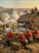ZULU WARS,RORKES DRIFT WATCH THE BACK DOOR CHAPS .10X8 inch print.