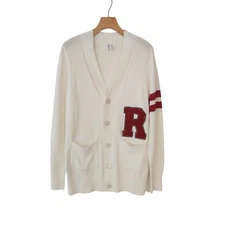 Hip Hop 50s Shop Letterman Cardigan Sweater Grandpa Button Preppy Medium NEW 