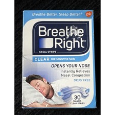 Breathe Right Nasal Strips Clear Sensitive Skin Small Medium 2 Boxes 60 Strips