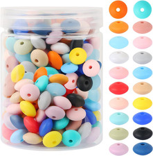 80 Pcs Silicone Abacus Beads, 12Mm Colorful Silicone Focal Beads for Pens, Lenti
