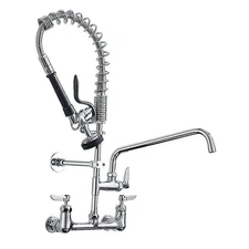 Fapully Commercial Kitchen Faucet,Wall Polished Chrome Pre-Rinse Kitchen Faucet