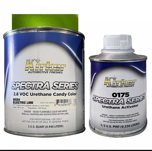 Kirker Spectra UC50 Electric Lime Urethane Candy Quart W/ 0175 Activator Kit - Picture 2 of 3