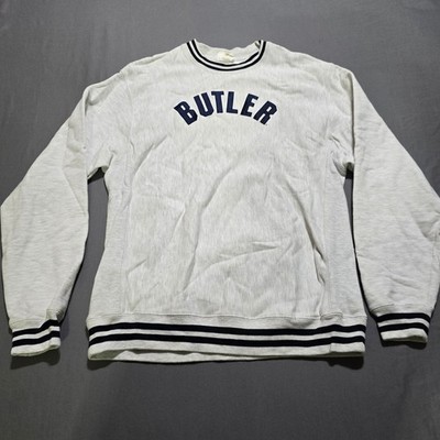 Champion Reverse Weave Butler University Crewneck Sweatshirt Men Large Grey Navy