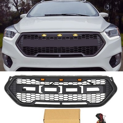 Black Front Grille Fits For Ford Escape Kuga 2016 2017 2018 2019 Grill W/Light