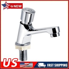 Public Ktchen Bathroom Chrome Plated Self Closing Water Saving Time Delay Basin  