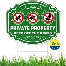 2 PC No Dog Poop Sign-14'   11'  Double Sided Yard Signs with Metal H-Stake 