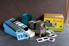 🇺🇦 Vintage SET Diafilm soviet SLIDE FILMSTRIP PROJECTOR ETUDE USSR FED  1973