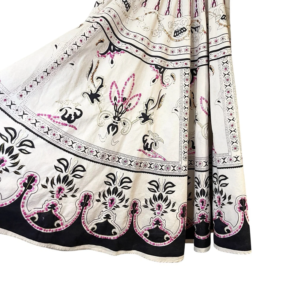 Falda midi Sweet by Miss Me círculo algodón bordado lentejuelas Y2K caprichoso de colección Foto 4 de 4