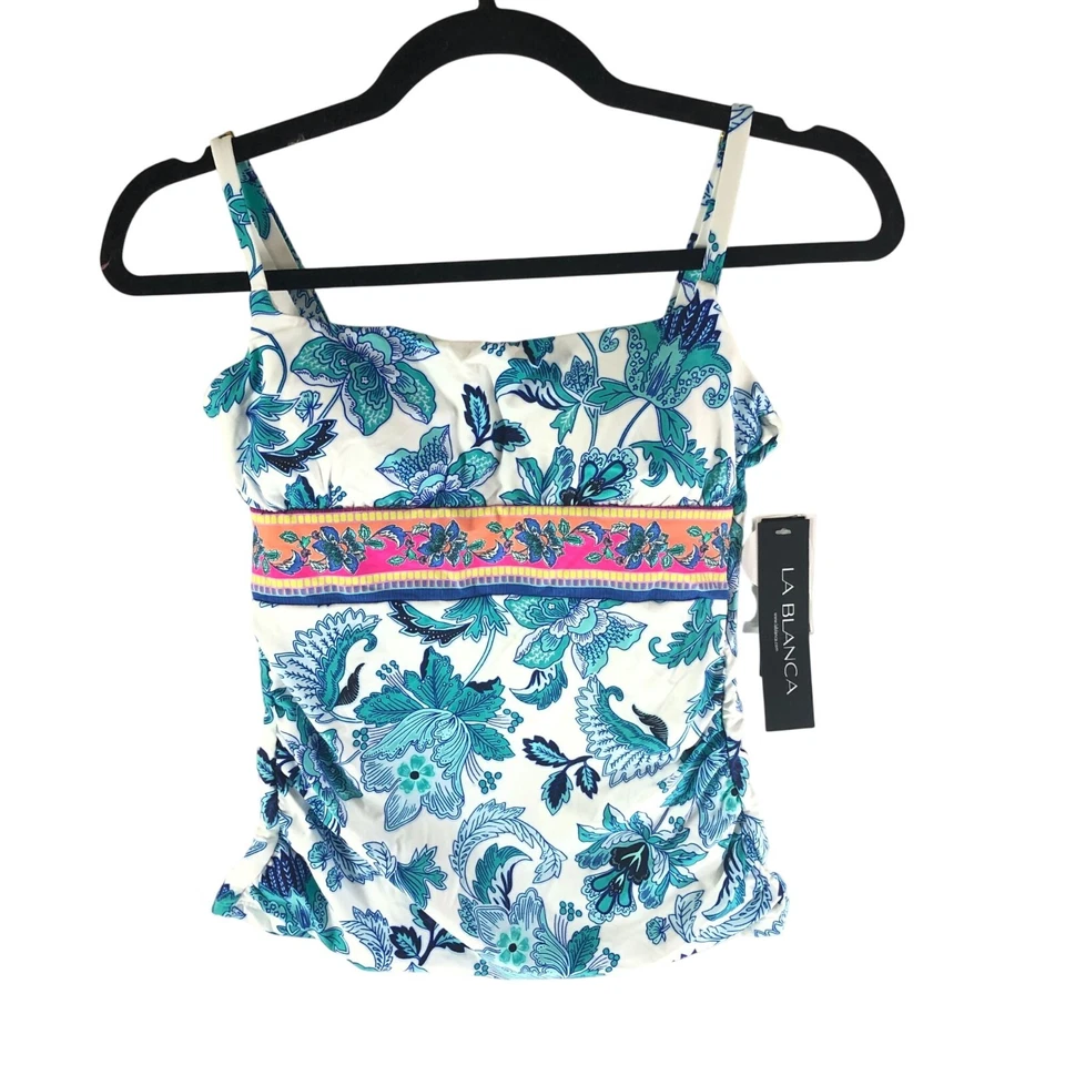 Tankini La Blanca Mujer Santorini Top Con Aros Floral Blanco Azul 4 Foto 3 de 4