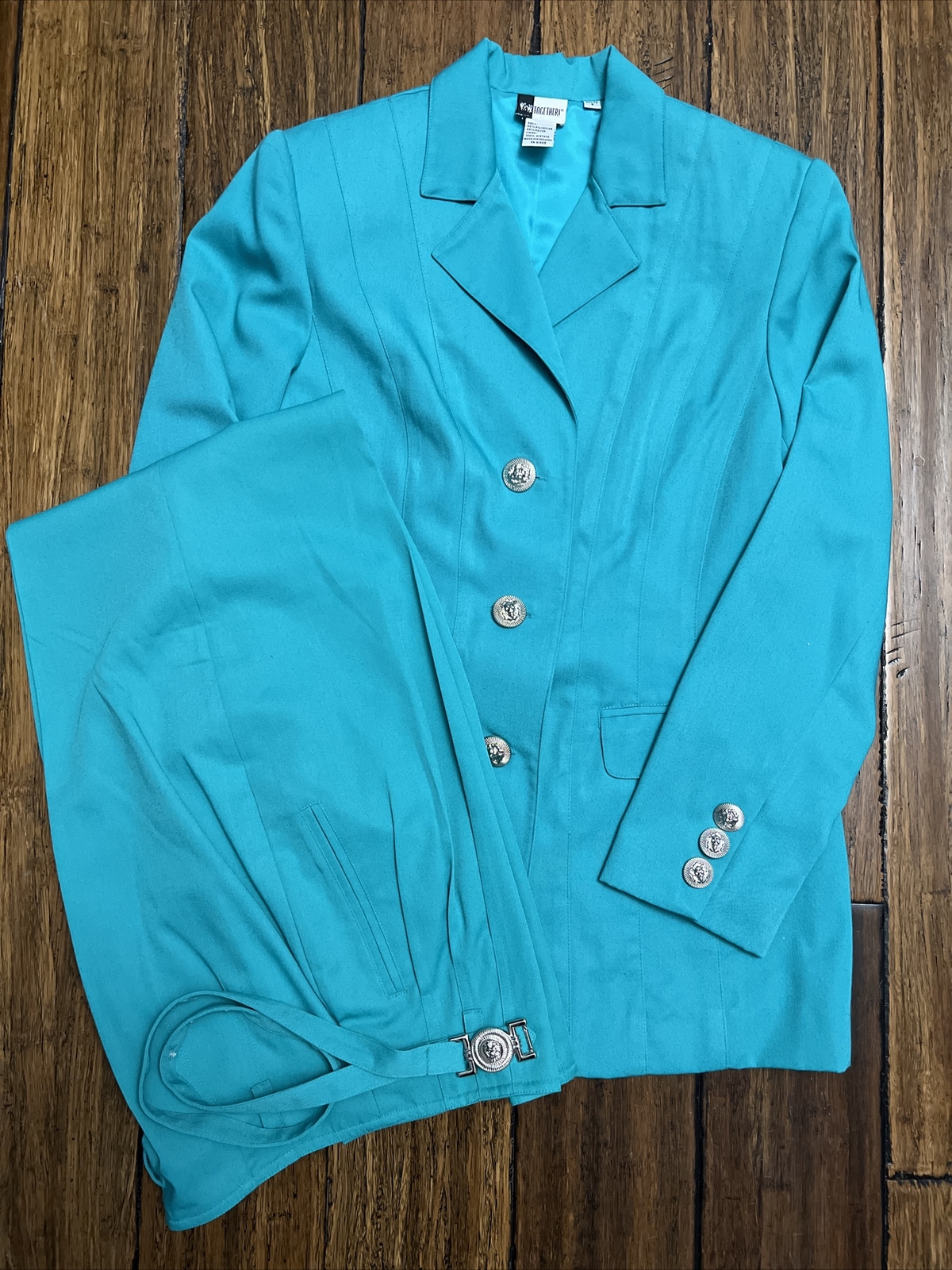 Vintage Together Teal Pant Suit Foam Green 80’s 90’s Gem