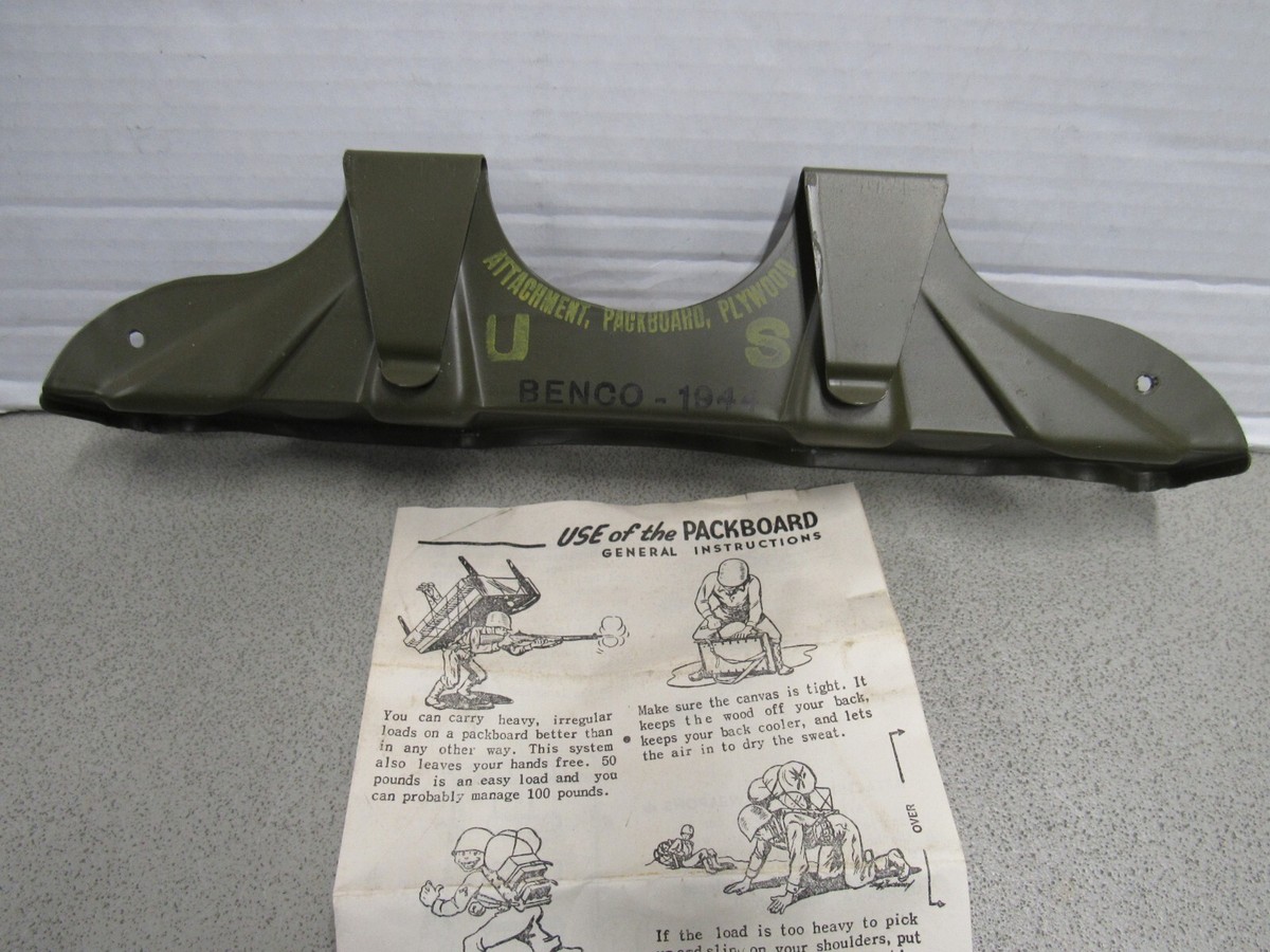 WW2 US Packboard Frame Shelf Attachment w/ Instruction Sheet 1944
