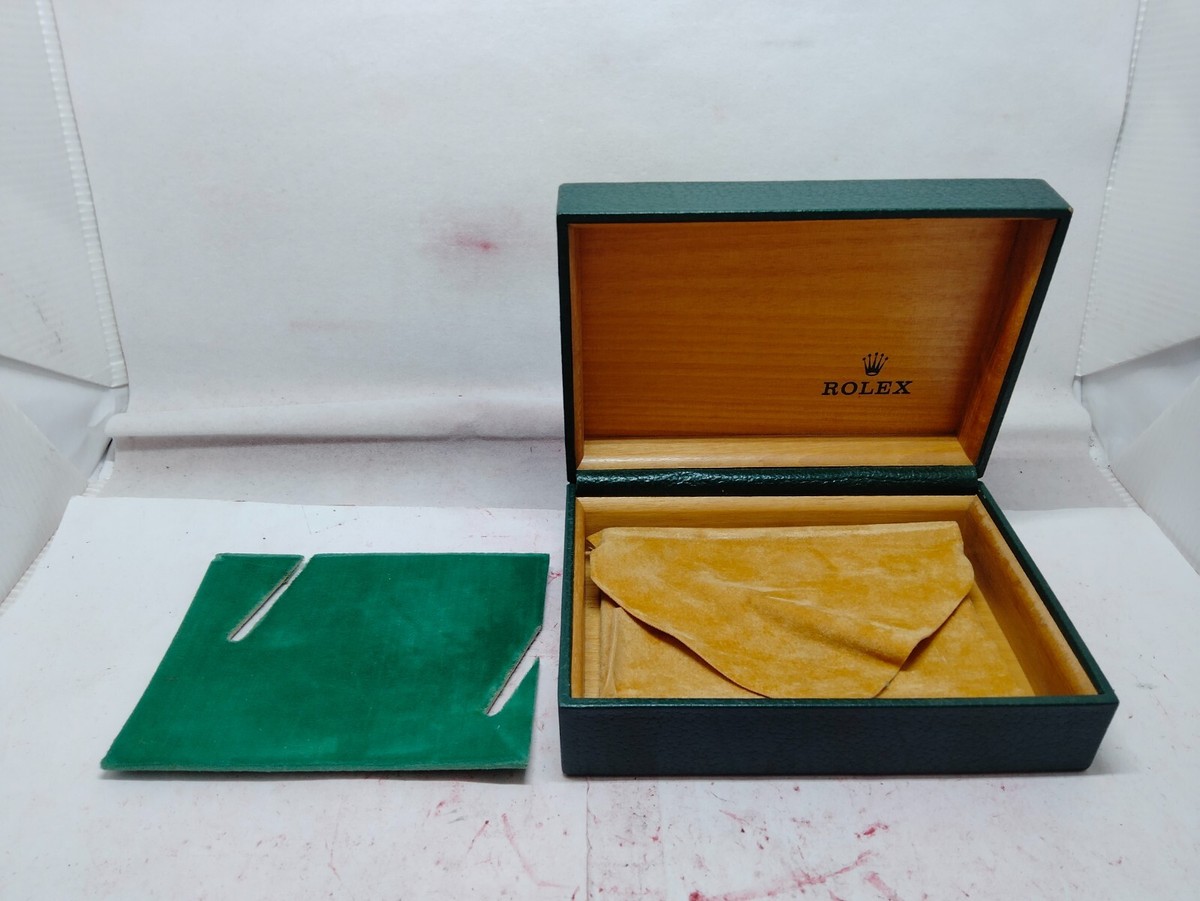 VINTAGE GENUINE ROLEX watch box case green wood leather
