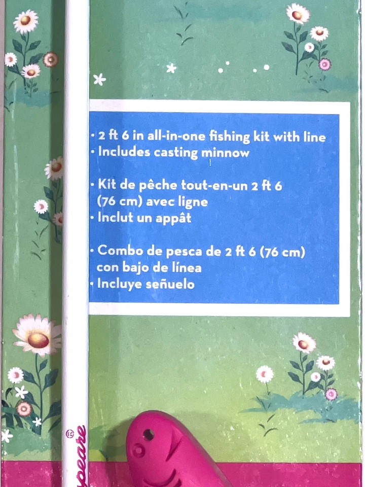 Barbie Pink Fishing Rod Reel Spincast Kit Shakespeare 2' 6" All-in-One Combo NEW - Image 3 of 4