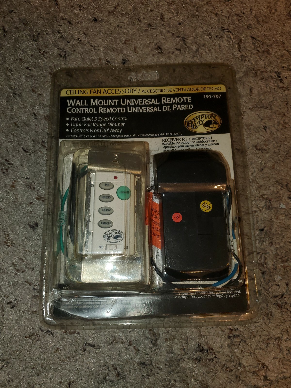 Hampton Bay 191 707 Wall Mount Wireless Remote For Ceiling Fan For