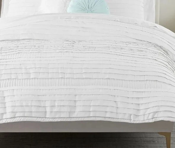 Pottery Barn Teen Pretty Pleats Recycled Microfiber Quilt XL Twin  White  NEW    - Image 4 of 4
