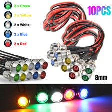 10x 8mm 12v Led Metal Indicator Car Pilot Dash Panel Signal Warning Light Lamps 10x 8mm 12v Led Metal Indicator Car Pilot Dash Panel Signal Warning Light Lamps