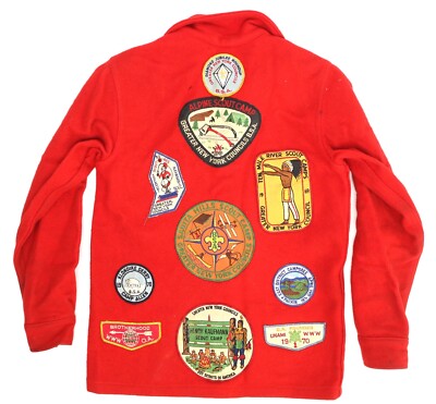 VTG 1960s-70s Boy Scout Jacket w/ 16 Patches Queens NY BSA Unami