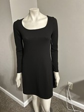 Old Navy Ribbed Long Sleeve Knee Length A-line Black NWT Knit Dress Size Medium