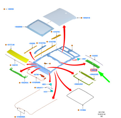 FORD FOCUS MK4 Panorama-Glasdachleiste 2437067 JX7B-518A52-AC, NEU  
