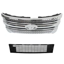 Labwork Front Upper Bumper Grille Assembly Chrome For 2011-2015 Ford Explorer