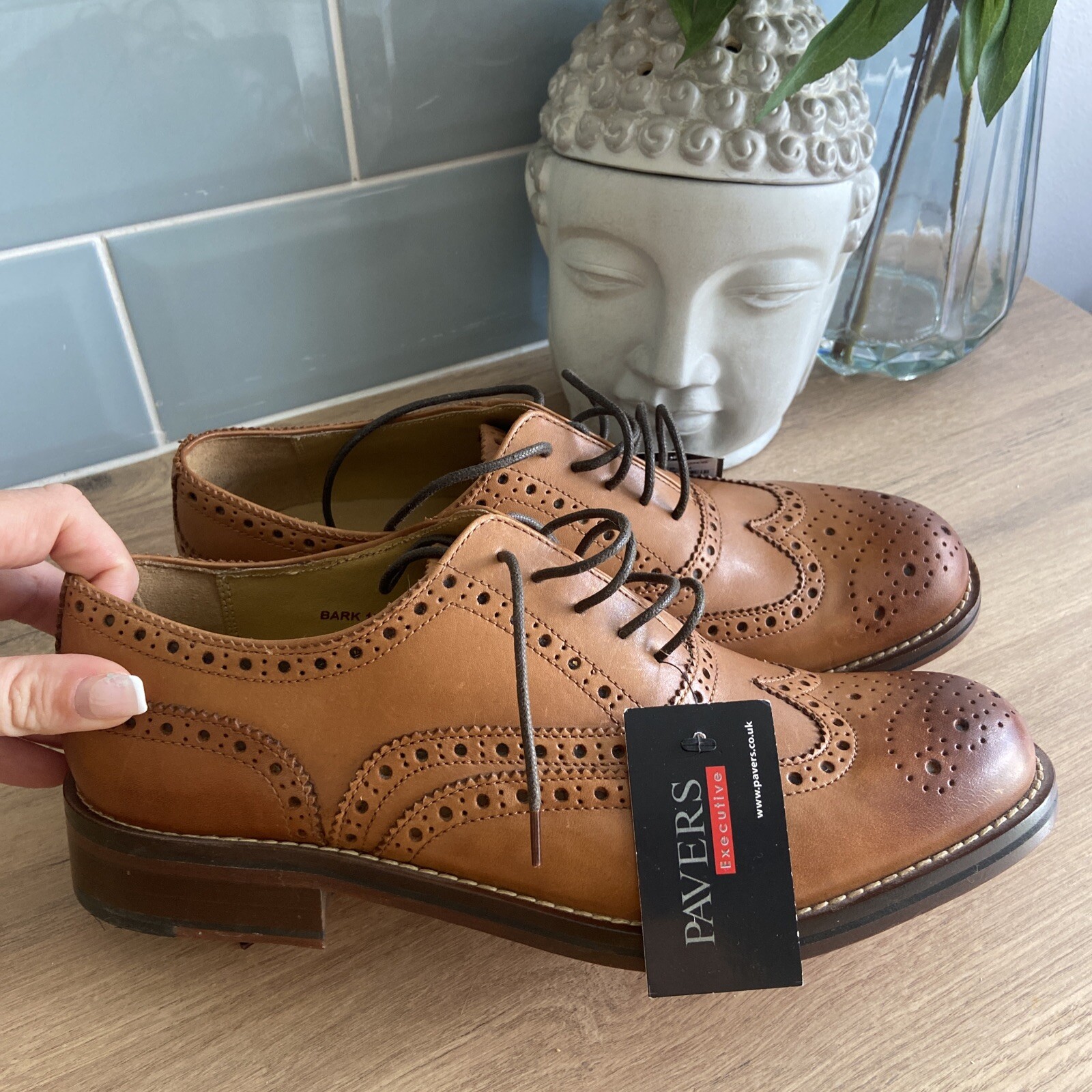 MENS Pavers Tan Brown Leather Oxford 