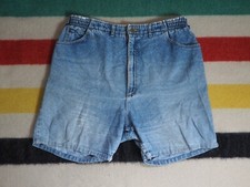 VTG 80s 90s Lee Elastic Faded Grunge High Waist Blue Denim Mom Shorts Womens 36W