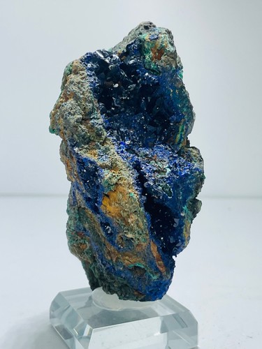 Azurita-Malaquita-Minerales-Mina Liufengshan,Guichi,China-121g-Base de exhibición de vidrio - Imagen 7 de 11