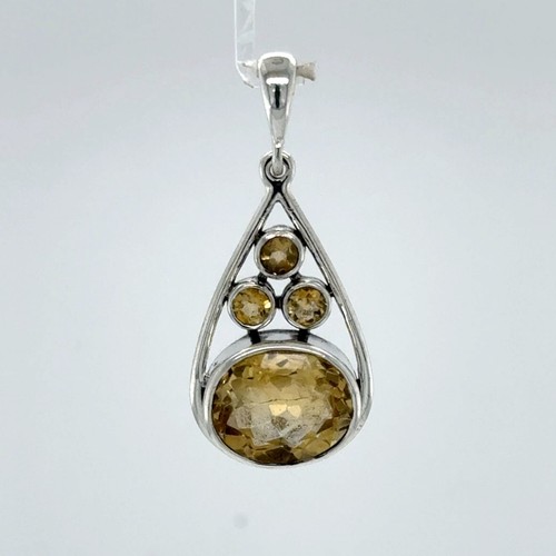 Oval Yellow CITRINE Teardrop Pendant 925 STERLING SILVER Genuine & Natural #13e - Picture 9 of 13