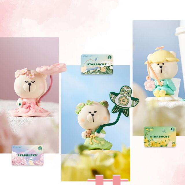 New 2023 China Starbucks Spring Fisher/Kiter/Sakura Bear Desk Storage Ornaments