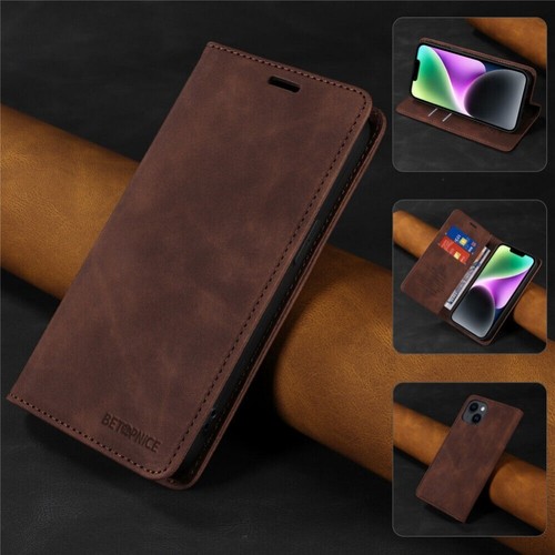 For iPhone 16 15 14 13 12 11 Pro Max Plus Leather Wallet Case Flip Magnet Cover - Picture 50 of 76