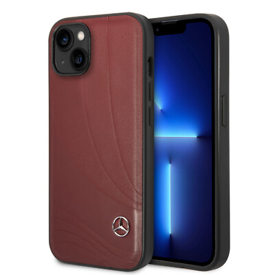 Mercedes-Benz Hülle für iPhone 14 Hardcase-Rückseite - leder New Wave III - Rot