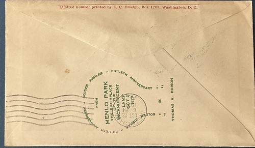 Actual Anniversary of Electric Light Addressed to Gorham 654 Not FDC - Picture 2 of 2