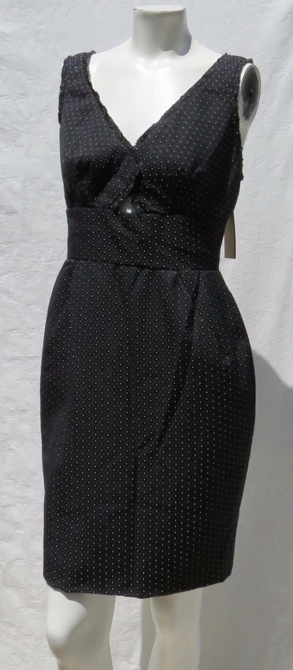 NUEVO $490 ZAC POSEN Z SPEAD Negro Blanco Punto Reloj de Arena Sin Mangas Vestido Vaina EE. UU. 8 Foto 2 de 4