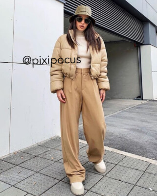 ZARA NEW WOMAN WIDE LEG PLEATED PANTS 